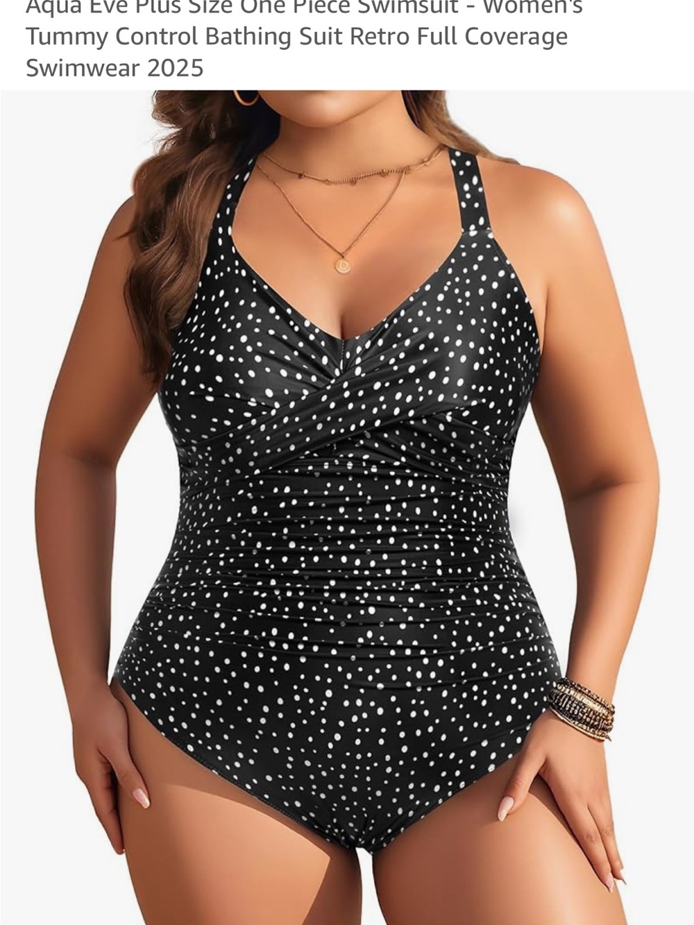 Plus Size Black Polka Dot One-Piece Swimsuit